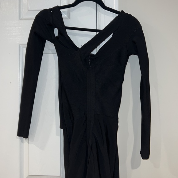 JAGGER' BLACK DRAPED BANDAGE DRESS - Picture 8 of 8